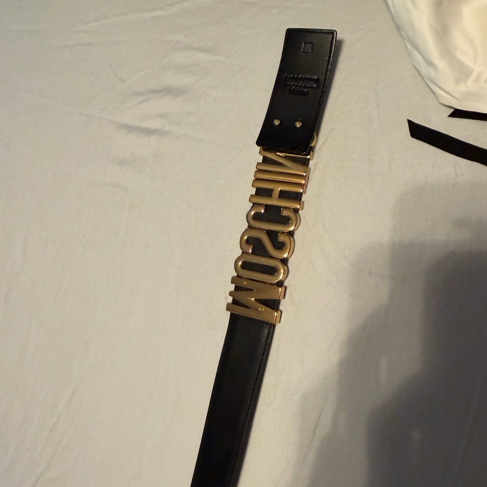 Moschino Black Belt with Gold Logo